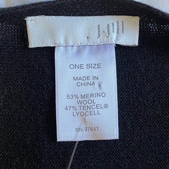 NWT J.JILL Black Merino Wool Tencel Poncho Minimalist Layering OS - NEW - Picture 8 of 13